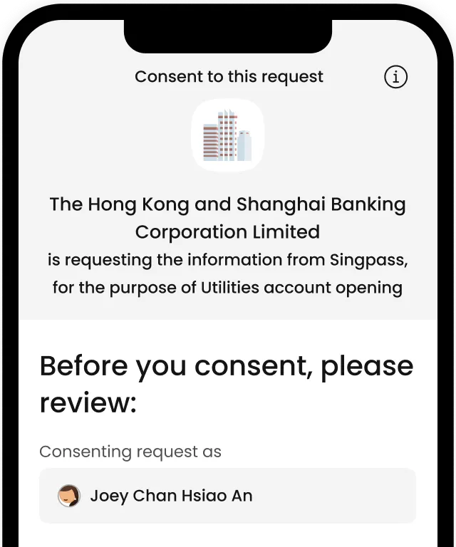 Screenshot of Singpass app’s consent screen saying "Are you logging in to CPF e-Services?"